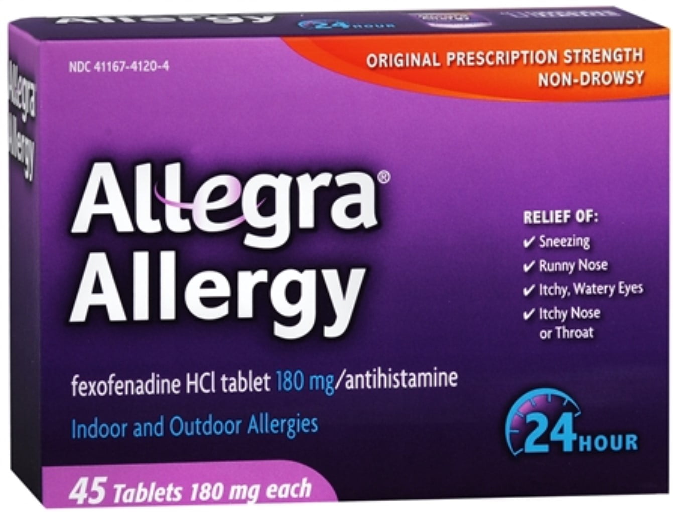 Allegra Allergy Non-Drowsy 24hr Indoor & Outdoor Allergies HCI 45ct, 6-Pack