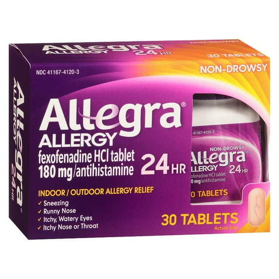 Allegra Allergy Relief Fexofenadine 180mg Antihistamine, 30 Tabs, 2-Pack