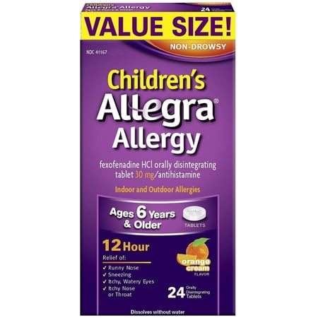 Allegra Children's Allergy 12 Hour Orally Disintegrating Tablets, Orange Cream Flavor 24 ea (Pack of 6)