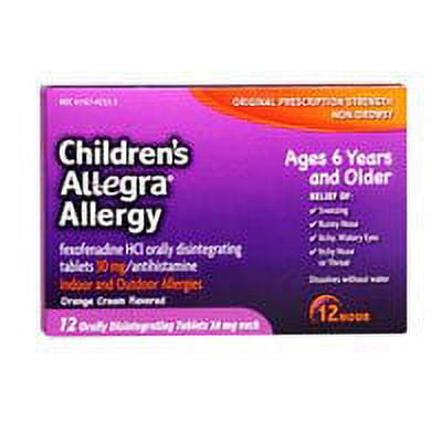 Allegra Childrens 12 Hour Allergy Relief, Orange Cream Flavored, 12 Tablets