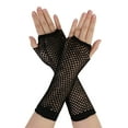 thumbnail image 1 of INSPIRE CHIC 1 Pair Elastic Mesh Fishnet Elbow Fingerless Goth Arm Warmers for Women Black, 1 of 5