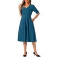thumbnail image 1 of INSPIRE CHIC 1950s Vintage Dresses for Women's V Neck Half Sleeve Swing Dress with Pockets, 1 of 5