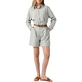 thumbnail image 1 of INSPIRE CHIC 2 Piece Outfit for Women's with Belt Long Sleeve Shirt and High Waist Shorts Set, 1 of 5