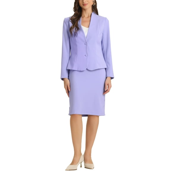 INSPIRE CHIC Women's Skirt Sets Collarless Suit Blazer and Pencil Skirts 2 Piece Chic Outfits 2XL Light Purple