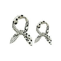 INSPIRE CHIC 2Pcs 50cm Polka Dots Square Scarf Neck Scarves White&White