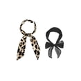 thumbnail image 1 of INSPIRE CHIC 2Pcs Women Skinny Scarf Leopard/Solid Color Hairband Long Neckerchief Neck Scarf Light Brown&Black, 1 of 5