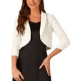 thumbnail image 1 of INSPIRE CHIC 3/4 Sleeve Velvet Shrug for Women's Open Front Bolero Cropped Cardigan Top L White, 1 of 5