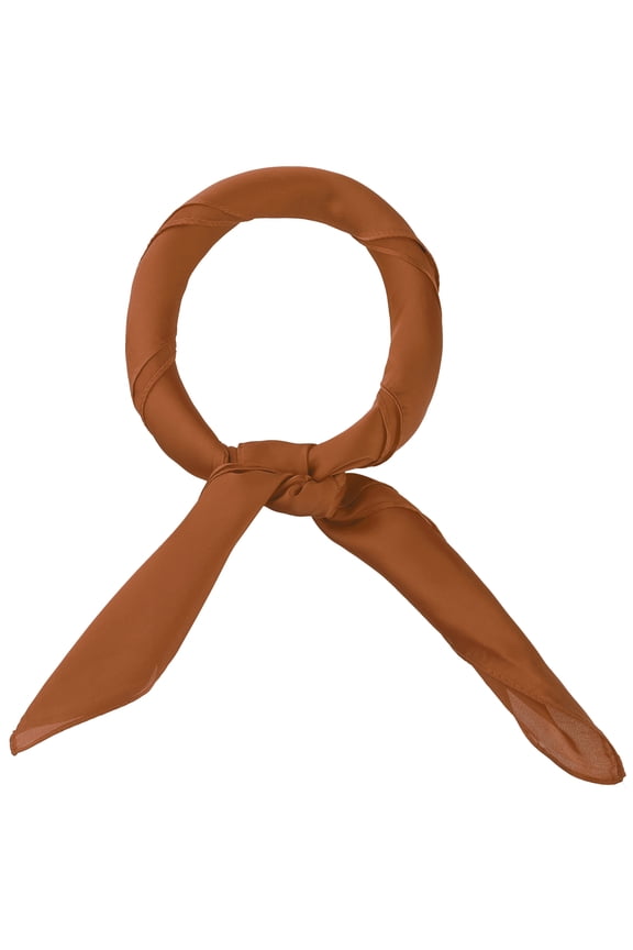 70cm Women Scarves Plain Solid Color Pure Square Neck Scarf Neckerchief Caramel