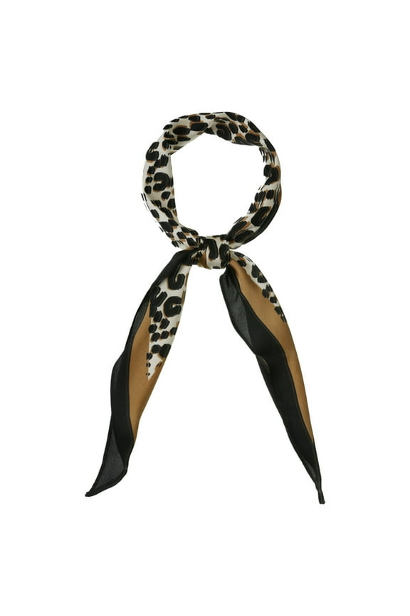 Leopard Print Rhombus Neck Scarf Scarves Wraps Neckerchief for Women 114x35cm/44.88x13.78"(L*W) Earthy Yellow