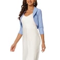 thumbnail image 1 of INSPIRE CHIC Bolero Shrugs for Women's Collared Shrugs for Dress M Blue, 1 of 5