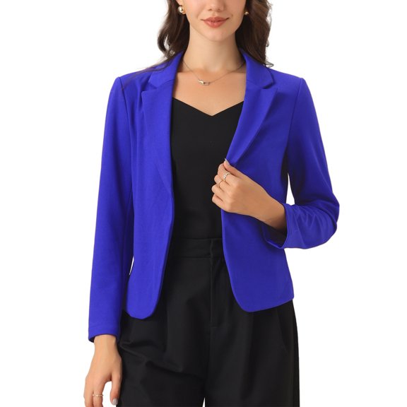 INSPIRE CHIC Business Blazer for Women's Work Office Open Front Casual Dressy Suit Jackets L Royal Blue