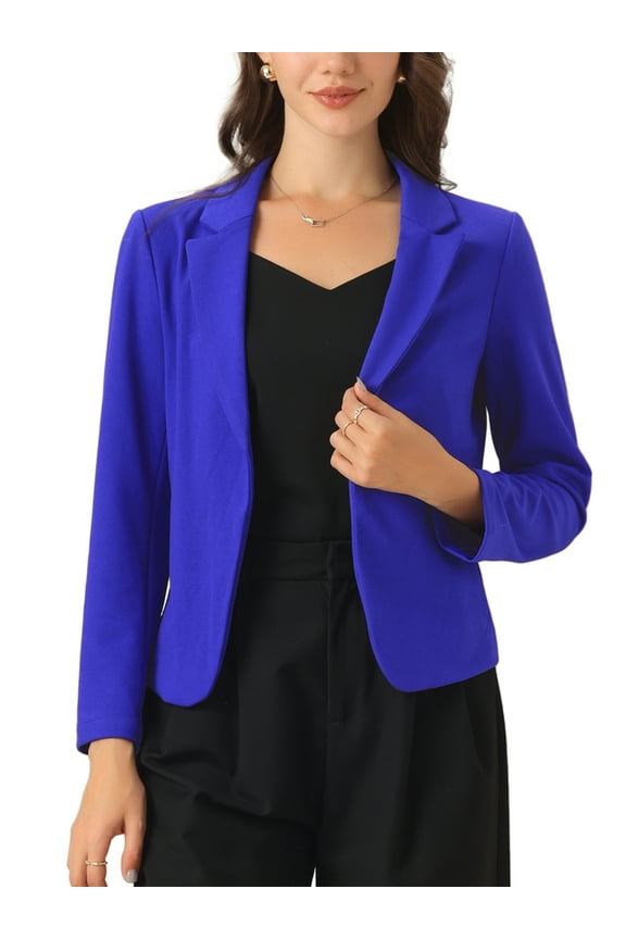 Business Blazer for Women's Work Office Open Front Casual Dressy Suit Jackets L Royal Blue