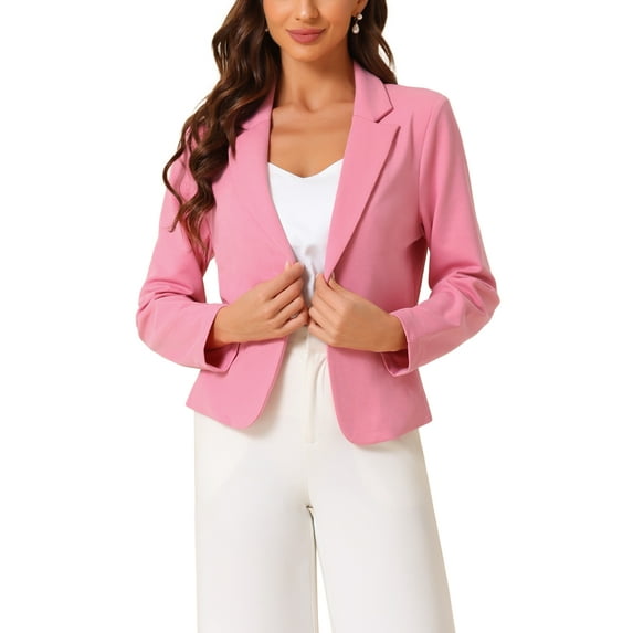INSPIRE CHIC Business Blazer for Women's Work Office Open Front Casual Dressy Suit Jackets M Dark Pink