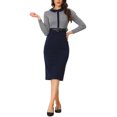 thumbnail image 1 of INSPIRE CHIC Business Dress for Women's Contrast Placket Houndstooth Print Bodycon Dress with Belt, 1 of 5