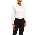thumbnail image 1 of INSPIRE CHIC Button Down Shirts for Women's Point Collar Long Sleeve Casual Knit Top White M, 1 of 5