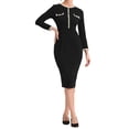 thumbnail image 1 of Allegra K Button Front Dress Women's Tweed Contrast Color Elegant Dresses, 1 of 5