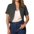 thumbnail image 1 of INSPIRE CHIC Women's Work Blazer Shawl Collarless Open Front Cropped Cardigan XS Dark Grey, 1 of 6