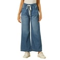 thumbnail image 1 of INSPIRE CHIC Women's Wide Leg Denim Pants Drawstring Elastic Waist Casual Jeans with Pockets XS Blue, 1 of 6