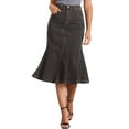 thumbnail image 1 of INSPIRE CHIC Casual Denim Skirt for Women's High Waisted A-Line Flared Midi Skirts XL Dark Grey, 1 of 6