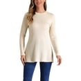 thumbnail image 1 of INSPIRE CHIC Casual Long Sleeve T Shirt for Women's Side Split Crewneck Textured Tunic Top, 1 of 6