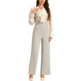 thumbnail image 1 of INSPIRE CHIC Women's Jumpsuits Adjustable Straps Wide Leg Suspenders Overall Jumpsuits L Grey Beige, 1 of 7