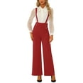 thumbnail image 1 of INSPIRE CHIC Women's Jumpsuits Adjustable Straps Wide Leg Suspenders Overall Jumpsuits M Red, 1 of 7