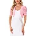 thumbnail image 1 of INSPIRE CHIC Casual Short Sleeve Mesh Sheer Shrug for Women's Open Front Cropped Cardiga Bolero M Pink, 1 of 6