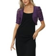 thumbnail image 1 of INSPIRE CHIC Casual Short Sleeve Mesh Sheer Shrug for Women's Open Front Cropped Cardiga Bolero XL Purple, 1 of 6