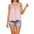 thumbnail image 1 of INSPIRE CHIC Casual Sleeveless Top for Women's Square Neck Panel Lace Ruffles Tank Tops XL Pink, 1 of 6