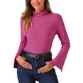 thumbnail image 1 of INSPIRE CHIC Casual Turtleneck Top for Women's Split Long Sleeves Basic Tee Top, 1 of 5