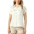 thumbnail image 1 of INSPIRE CHIC Chiffon Button Down Shirt for Women's Casual Short Sleeve Blouse Tops, 1 of 5