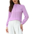 thumbnail image 1 of INSPIRE CHIC Chiffon Shirt for Women Work Office Mock Neck Long Sleeve Blouse S Purple, 1 of 5