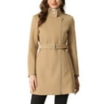 thumbnail image 1 of INSPIRE CHIC Classic Stand Collar Coat for Women's Zip Up Trench Coats with Belt, 1 of 5