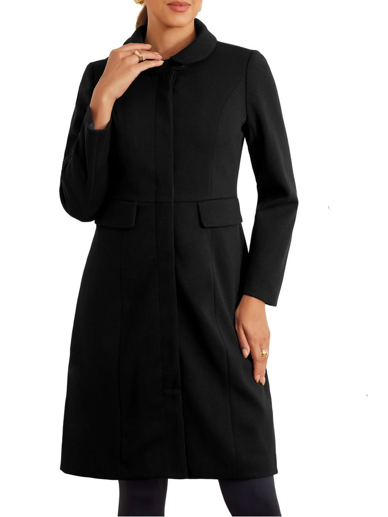 INSPIRE CHIC Collar Coat for Women's Buttons Long Sleeve A-Line