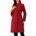 thumbnail image 1 of Allegra K Collar Coat for Women's Buttons Long Sleeve A-Line Casual Long Winter Coats XL Dark Red, 1 of 6