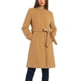 thumbnail image 1 of INSPIRE CHIC Collarless Coat for Women's Single Breasted Outwear Tie Waist Elegant Winter Coats Khaki M, 1 of 5