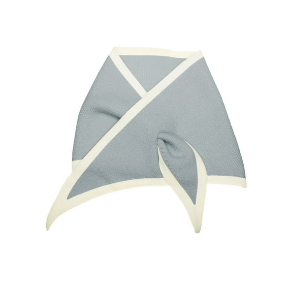 INSPIRE CHIC Contrast Color Triangle Neck Scarves Knit Scarf Neckerchief Winter Shawl for Women Navy Blue