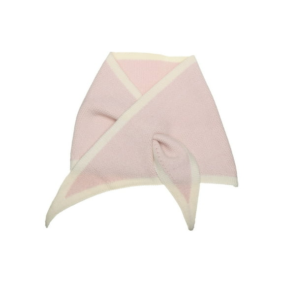 INSPIRE CHIC Contrast Color Triangle Neck Scarves Knit Scarf Neckerchief Winter Shawl for Women Pink
