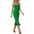 thumbnail image 1 of INSPIRE CHIC Crochet Dress for Women's Fringe Hem Boho Beach Sleeveless Dress XS Green, 1 of 6