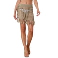 thumbnail image 1 of INSPIRE CHIC Crochet Skirt for Women Tassel Mesh Cover Up Skirts Drawstring Beach Skirt XS Khaki, 1 of 6