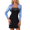 thumbnail image 1 of INSPIRE CHIC Cropped Bolero for Women's Holographic Party Shimmering Shiny Lightweight Metallic Cardigan, 1 of 6