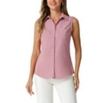 thumbnail image 1 of INSPIRE CHIC Women's Button Down Shirt Sleeveless Lapel V Neck Tunic Chambray Denim Top XS Pink, 1 of 6