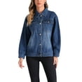 thumbnail image 1 of INSPIRE CHIC Denim Jacket for Women's Vintage Button Down Long Sleeve Jackets, 1 of 6