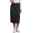 thumbnail image 1 of INSPIRE CHIC Denim Skirt for Women Button Down Two Pockets Split Hem Casual Jean Skirt S Black, 1 of 6