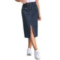 thumbnail image 1 of INSPIRE CHIC Denim Skirt for Women Button Down Two Pockets Split Hem Casual Jean Skirt S Blue, 1 of 6