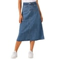 thumbnail image 1 of INSPIRE CHIC Women's Denim Skirts High Waist A Line Casual Jean Skirts with Pockets Light Blue XL, 1 of 5