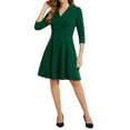 thumbnail image 1 of INSPIRE CHIC Double Breasted Dress for Women's Notched Lapel Half Sleeve Business Blazer Dress Dark Green M, 1 of 5