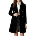 thumbnail image 1 of INSPIRE CHIC Double Breasted Winter Coat for Women Flat Collar Belted Pockets L Black, 1 of 5