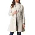 thumbnail image 1 of INSPIRE CHIC Double Breasted Winter Coat for Women Flat Collar Belted Pockets Apricot M, 1 of 5