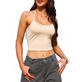 thumbnail image 1 of INSPIRE CHIC Double Lined Basic Tank Top for Women's Adjustable Spaghetti Straps Cami Tanks Sleeveless Camisole Tops XS Beige, 1 of 6